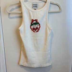 Damson Madder White Cherry Embroidered Tank Top